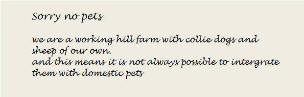 Sorry no pets at Curlew Cottage we are a working hill farm in the North Pennines Northumberland  North East England UK